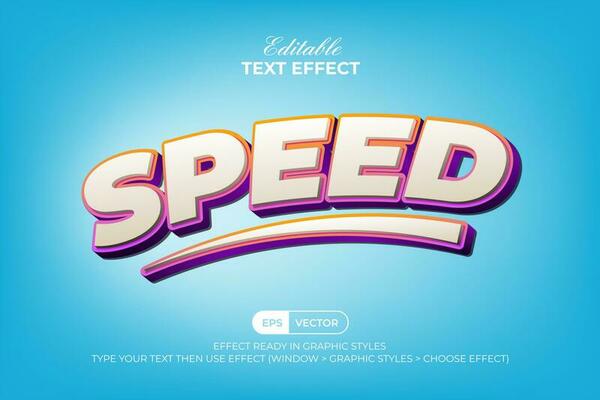 Speed text effect 3d colorful style. Editable text effect.