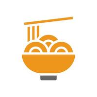 Noodle icon solid style orange grey colour chinese new year symbol perfect. vector