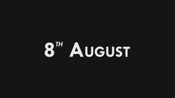 oitavo, 8ª agosto texto legal e moderno animação introdução outro, colorida mês encontro dia nome, agendar, história video