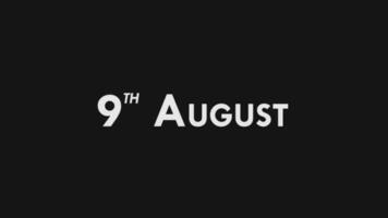 Ninth, 9th August Text Cool and Modern Animation Intro Outro, Colorful Month Date Day Name, Schedule, History video