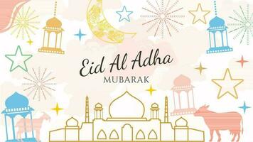 eid al adha mubarak background vector flat design