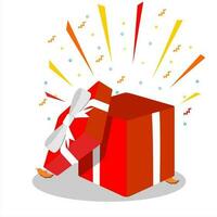 surprise gift box vector  with white bow