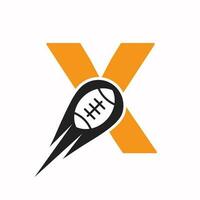 inicial letra X rugby logo, americano fútbol americano símbolo combinar con rugby pelota icono para americano fútbol logo diseño vector