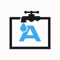 Letter A Plumber Logo Design. Plumbing Water Logo Template vector