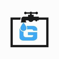 Letter G Plumber Logo Design. Plumbing Water Logo Template vector