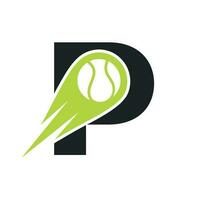 Initial Letter P Tennis Club Logo Design Template. Tennis Sport Academy, Club Logo vector