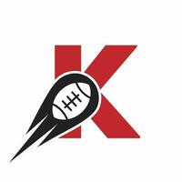 Initial Letter K Rugby Logo, American Football Symbol Combine With Rugby Ball Icon For American Soccer Logo Design vector