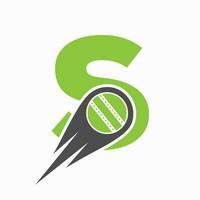 Letter  S Cricket Logo Concept With Moving Ball Icon For Cricket Club Symbol. Cricketer Sign vector