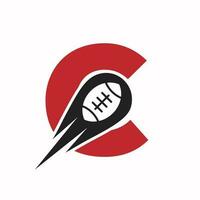 inicial letra C rugby logo, americano fútbol americano símbolo combinar con rugby pelota icono para americano fútbol logo diseño vector