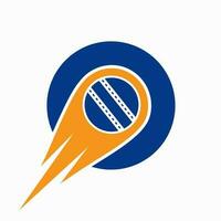 Letter O Cricket Logo Concept With Moving Ball Icon For Cricket Club Symbol. Cricketer Sign vector