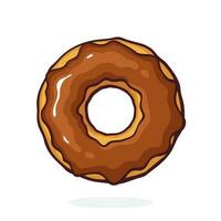 Cartoon illustration of donut with chocolate glaze vector