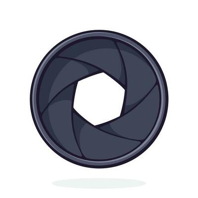 Cartoon illustration of photo camera shutter aperture. Diaphragm of optical lens. Isolated on white background