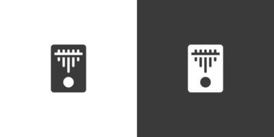 Kalimba flat web icon. Kalimba logo design. Percussion instrument simple kalimba sign silhouette icon with invert color. Kalimba solid black icon vector design. Musical instruments concept