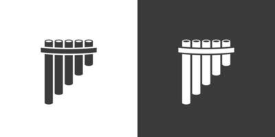 Pan flute flat web icon. Pan flute or panpipes logo design. Wind instrument simple syrinx sign silhouette icon with invert color. Pan flute solid black icon vector design. Musical instruments concept