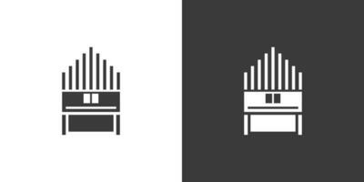 Pipe organ flat web icon. Pipe organ or church organ logo design. Keyboard instrument pipe organ sign silhouette solid black icon vector design. Musical instruments concept