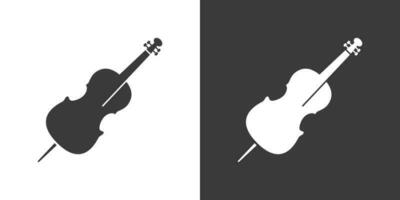 Cello flat web icon. Cello logo design. String instrument simple cello sign silhouette icon with invert color. Cello solid black icon vector design. Musical instruments concept