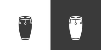 Conga drum flat web icon. Conga logo design. Percussion instrument simple conga drum sign silhouette icon invert color. Conga solid black icon vector design. Musical instruments concept