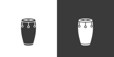 Conga drum flat web icon. Conga logo design. Percussion instrument simple conga drum sign silhouette icon invert color. Conga solid black icon vector design. Musical instruments concept