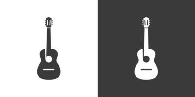 Classic guitar flat web icon. Guitar logo design. String instrument simple guitar sign silhouette icon with invert color. Guitar solid black icon vector design. Musical instruments concept