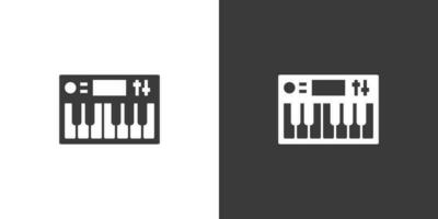 Musical keyboard flat web icon. Synthesizer keyboard logo design. Synthesizer sign silhouette icon with invert color. Keyboard solid black icon vector design. Musical instruments concept