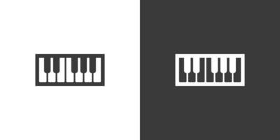 Piano keyboard flat web icon. Piano keys logo design. Musical instrument piano keyboard sign silhouette icon invert color. Piano keyboards solid black icon vector design. Musical instruments concept