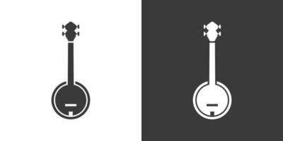 Banjo flat web icon. Banjo logo design. Traditional African string instrument simple banjo sign silhouette icon with invert color. Banjo solid black icon vector design. Musical instruments concept