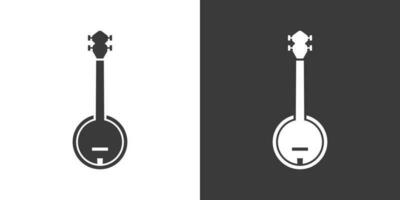 Banjo flat web icon. Banjo logo design. Traditional African string instrument simple banjo sign silhouette icon with invert color. Banjo solid black icon vector design. Musical instruments concept