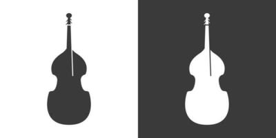 doble bajo plano web icono. doble bajo logo diseño. cuerda instrumento sencillo contrabajo firmar silueta icono con invertir color. doble bajo sólido negro icono vector diseño. musical instrumentos concepto