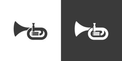 Tuba flat web icon. Tuba logo design. Brass instrument simple tuba sign silhouette icon with invert color. Tuba solid black icon vector design. Musical instruments concept