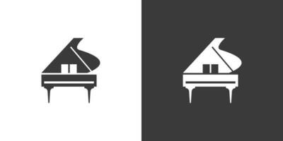 Grand piano flat web icon. Piano logo design. Musical instrument simple grand piano sign silhouette solid black icon vector design, front view. Musical instruments concept