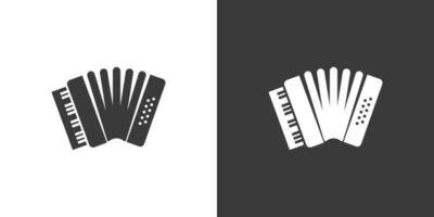 Accordion flat web icon. Accordion logo design. Free reed aerophone instrument simple accordion sign silhouette solid black icon vector design. Musical instruments concept