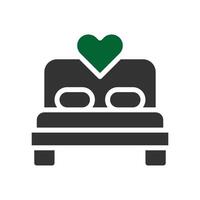 Bed icon solid grey green style valentine illustration symbol perfect. vector