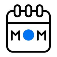 calendar icon duotone blue black colour mother day symbol illustration. vector