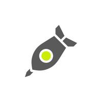 Rocket icon solid grey vibrant green colour military symbol perfect. vector