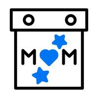 calendar icon duotone blue black colour mother day symbol illustration. vector