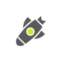 Rocket icon solid grey vibrant green colour military symbol perfect. vector