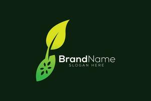 Green seed leaf logo design vector