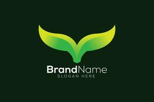 Green leaf bull logo design template vector