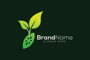 Green seed leaf logo design vector