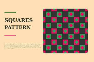 geometric square green and pink seamless pattern. flat design vector