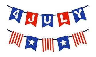 Illustration of flag garlands for USA Independence day in cartoon flat style. vector