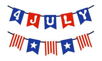 Illustration of flag garlands for USA Independence day in cartoon flat style. vector