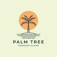 palm tree line art logo vector illustration template design