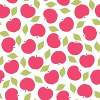 rojo manzanas y hojas sin costura modelo. Fruta elementos ornamento aislado en blanco. vector ilustración