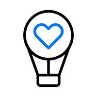 Air balloon love icon duocolor blue style valentine illustration symbol perfect. vector