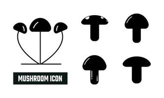 Mushroom Fill Icon Symbol Vector. Black Glyph Mushroom Icon vector