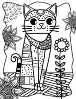 Cute Cat Coloring Page Activity vector