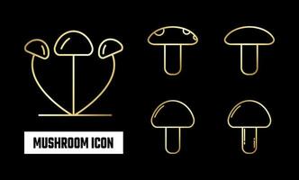 Golden Mushroom Icon Vector Illustration