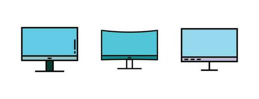 Monitor Screen Icon Vector Illustration. Monitor Screen Lineal Color Icon