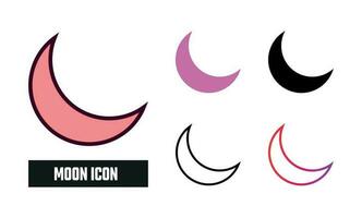 Moon Icon Set Vector Illustration